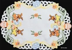 Embroidered Easter Bunny Egg Floral Tablecloth 33" Square White Topper -Generic Furniture Shop 51Cqr wk8HL. AC