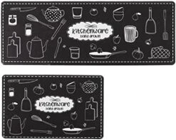 Anti Fatigue Comfort Kitchen Standing Desk Mat Decorative Ergonomic Floor Pad Kitchen Rug Waterproof Stain Resistance Non Slip Kitchen Set, 17.3''x27.6''+17.3''x47.2'', Eat Well -Generic Furniture Shop 51D9Wb0KYnL. AC