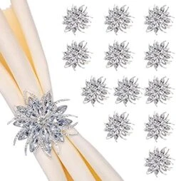 Silver Napkin Rings Set Of 12, Luxury Rhinestone Crystal Flower Serviette Buckles Holder For Wedding Birthday Dinner Parties Easter Christmas Holiday With Gift Box, Silver (napkin Rings15) -Generic Furniture Shop 51DN MxZrL. AC