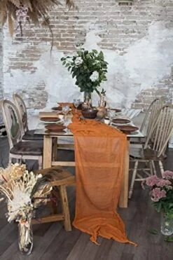 Table Runner 25x170 Inches Cheesecloth Tablecloth For Romantic Wedding Rustic Boho Style Natural Elegant Gauze Decor (Light Olive) -Generic Furniture Shop 51DULMQieQL. AC