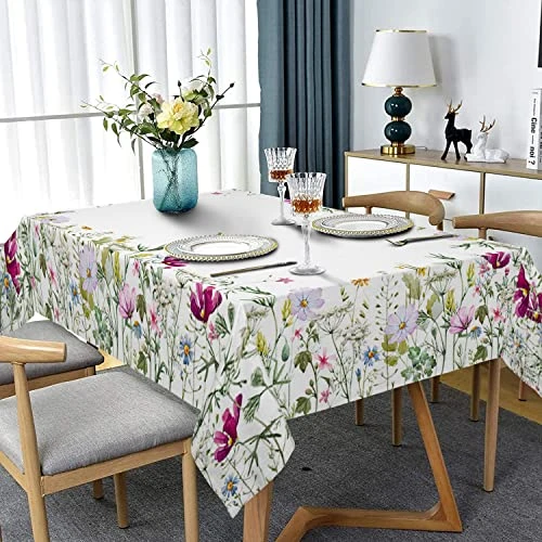 Spring Tablecloth Rectangle 52 X 70 Plant Floral Table Cloth Waterproof Oil-Proof Summer Flowers Wildflower Kitchen Spillproof Tablecloths Table Cover For Indoor And Outdoor Use 3 Spring Tablecloth Rectangle 52 X 70 Plant Floral Table Cloth Waterproof Oil-Proof Summer Flowers Wildflower Kitchen Spillproof Tablecloths Table Cover For Indoor And Outdoor Use - Image 3