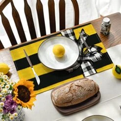 Bee Kind Be Happy Honey Summer Placemats For Dining Table, 12 X 18 Inch Spring Seasonal Holiday Decoration Rustic Vintage Washable Table Mats Set Of 4 -Generic Furniture Shop 51E280W8wmL