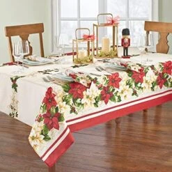 Red And White Poinsettia Holiday Fabric Placemats, Christmas Mats For Table Decor, 13 Inches X 19 Inches, Set Of 4 -Generic Furniture Shop 51E4fpB832L. AC