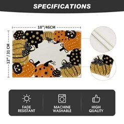 Jack-O-Lantern Halloween Placemats Set Of 4, 12x18 Inch Fall Pumpkin Table Mats For Party Kitchen Dining Decoration -Generic Furniture Shop 51EEdkVfggL