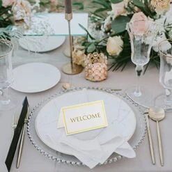 Place Cards Pack Of 100 - Small Tent Cards With Gold Foil Border - Perfect For Weddings, Banquets, Events,Table Cards,Name Cards -Generic Furniture Shop 51ETuRZngZL