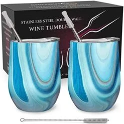 Stainless Steel Wine Tumblers 2 Pack 12 Oz - Double Wall Vacuum Insulated Wine Cups With Lids And Straws Set For Coffee, Wine, Cocktails (Rose Gold) -Generic Furniture Shop 51EiqniNsLL. AC