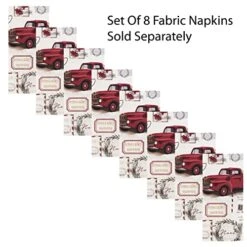 Pine Hill Christmas Tree Farm Fabric Holiday Placemats - Nostalgic Retro Christmas Farm Truck Print Placemats, Set Of 4 Farm Fresh Red Truck Placemats -Generic Furniture Shop 51EzGTzonIL 1