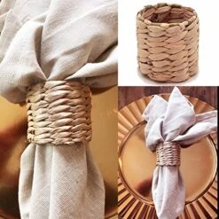 Woven Napkin Rings, Natural Water Hyacinth Woven Napkin Buckle, Handmade Braided Napkin Holder -Generic Furniture Shop 51F17xnYfoL