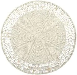 Beaded Placemat Set Of 2 - Scalloped Round Hand Beaded Charger Placemat - Gun Metal - 13 Inch Round - Hand Made By Skilled Artisans - A Beautiful Complement To Your Dinner Table Décor -Generic Furniture Shop 51F9Yjd51CL. AC