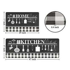 Anti Fatigue Kitchen Rugs Mats Set Of 2 Non Slip Waterproof Cushioned Comfort Floor Mats Runner Rugs Standing Mats For Kitchen Office Laundry Room 17"x27"+17"x47"