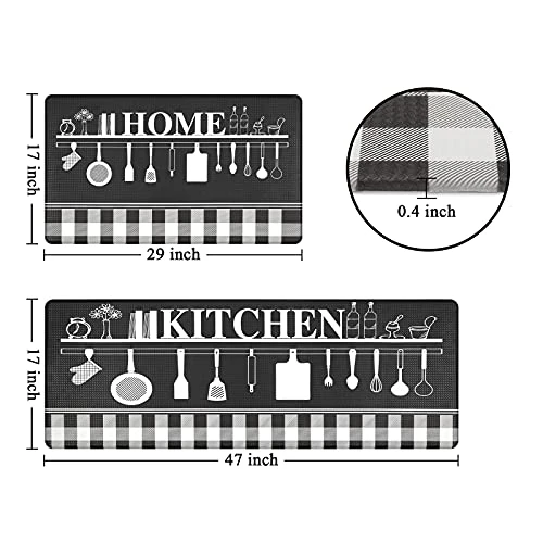 Anti Fatigue Kitchen Rugs Mats Set Of 2 Non Slip Waterproof Cushioned Comfort Floor Mats Runner Rugs Standing Mats For Kitchen Office Laundry Room 17"x27"+17"x47" 1 Anti Fatigue Kitchen Rugs Mats Set Of 2 Non Slip Waterproof Cushioned Comfort Floor Mats Runner Rugs Standing Mats For Kitchen Office Laundry Room 17"x27"+17"x47"