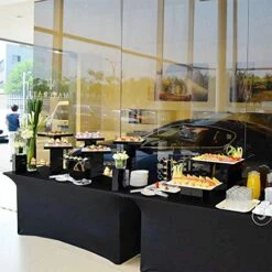 1 Pack 4FT Rectangular Spandex Table Cover Four-Way Tight Fitted Stretch Tablecloth Table Cloth For Outdoor Party DJ Tradeshow Banquet Vendor Wedding Celebration (1PC 4FT, Black) -Generic Furniture Shop 51Fu1ALObCL