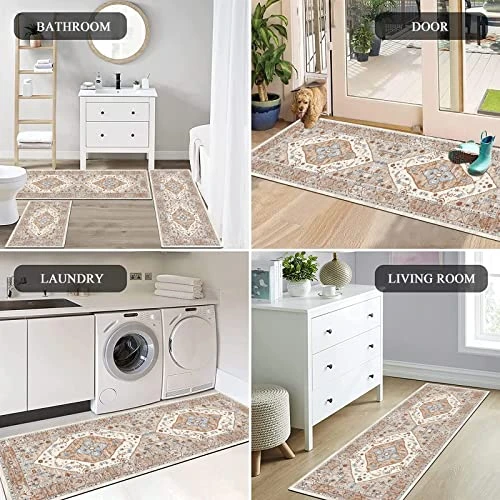 Pauwer Boho Kitchen Rugs Sets Of 3 Farmhouse Kitchen Runner Rugs And Mats Non Skid Washable Kitchen Mats For Floor Cushioned Waterproof Kitchen Floor Mat Laundry Room Area Rug Runner Carpet 3 Pauwer Boho Kitchen Rugs Sets Of 3 Farmhouse Kitchen Runner Rugs And Mats Non Skid Washable Kitchen Mats For Floor Cushioned Waterproof Kitchen Floor Mat Laundry Room Area Rug Runner Carpet - Image 3