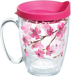 Tervis Sakura Japanese Cherry Blossom Made In USA Double Walled Insulated Tumbler Travel Cup Keeps Drinks Cold & Hot, 16oz Mug, Classic