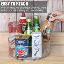 Lazy Susan - 2 Pack Round Plastic Clear Rotating Turntable Organization & Storage Container Bins For Cabinet, Pantry, Fridge, Countertop, Kitchen - Spinning Organizer For Spices, Condiments -Generic Furniture Shop 51GtldWxHyL