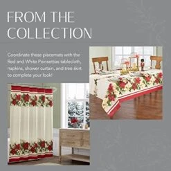 Red And White Poinsettia Holiday Fabric Placemats, Christmas Mats For Table Decor, 13 Inches X 19 Inches, Set Of 4 -Generic Furniture Shop 51HOHrjX8yL