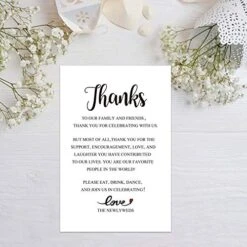 50 Wedding Thank You Place Setting Cards For The Bride And Groom, Perfect For: Bridal Shower Or Wedding, Print To Add To Your Table Centerpieces And Wedding Decorations. -Generic Furniture Shop 51HTly5TfrL