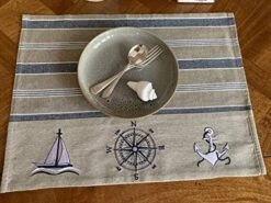 Nautical Placemats – Set Of 4 –– Cotton Decorative Embroidered Design - Natural, Navy Blue And White (Boat, Compass, Anchor) 7 Nautical Placemats – Set Of 4 –– Cotton Decorative Embroidered Design - Natural, Navy Blue And White (Boat, Compass, Anchor) -Generic Furniture Shop 51HxQTgEJwL