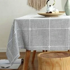 Cotton Linen Tablecloth Square Grey Fabric Coffee Table Cloth Vintage Farmhouse Table Cover For Card Table (52"x52", Linen) -Generic Furniture Shop 51I GxA29tL. AC 1