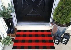 COZRAKON Buffalo Plaid Rugs Cotton Red And Black Check Rug 27.5 X 43 Inches, Hand-Woven Indoor Outdoor Area Rug For Welcome Door Mat, Front Porch, Kitchen, Entry Way, Living Room, Farmhouse -Generic Furniture Shop 51I80O1aPgS. AC