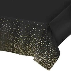 Black Plastic Party Tablecloth - Use As Birthday Table Cloth, Banners, & Backdrops, Waterproof Black Color Tablecloth With Gold Confetti Dots, 2-Pack Premium Disposable Tablecloths -Generic Furniture Shop 51IECKEd4QL. AC