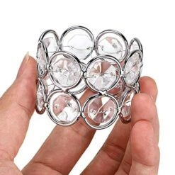 Set Of 6 Crystal Beads Napkin Rings Handcraft Sparkly Elegant Napkin Holders For Wedding Party Dinner Table Decor (Silver Tone)