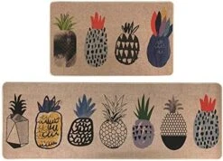 Kitchen Rugs And Mats Pineapple 2 Piece Anti Fatigue Mat Kitchen Non Skid Kitchen Floor Mats Rubber Back Absorbent Washable Kitchen Rug Set Green Kitchen Rugs For Doormat Bathroom 17''x29''+17''x47' -Generic Furniture Shop 51IEsrPqPyL. AC