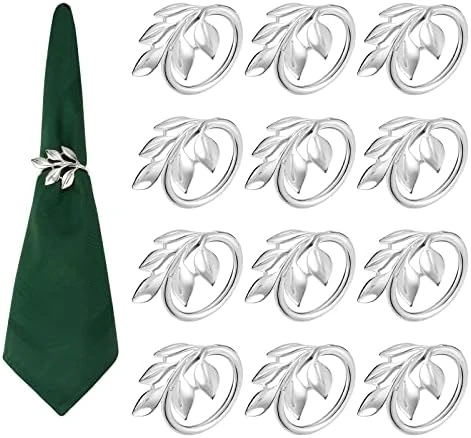 Fall Napkin Rings Set Of 4 - Easter Napkin Rings Silver Leaf Napkin Rings For Casual Place Settings, Holiday Family Dinner, Wedding 7 Fall Napkin Rings Set Of 4 - Easter Napkin Rings Silver Leaf Napkin Rings For Casual Place Settings, Holiday Family Dinner, Wedding - Image 7