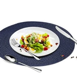Round Placemats, Crossweave Heat Resistant Woven Round Place Mats Diameter 13.5 Inch For Kitchen Table Set Of 6 (Nautical Blue) -Generic Furniture Shop 51IWR04I8oL