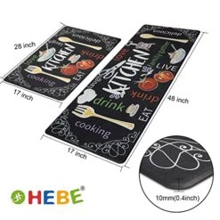 Colorful Anti Fatigue Kitchen Mat Set 2 Pieces Non Skid Waterproof Kitchen Rugs And Runner Sets Cushioned Kitchen Floor Mat Carpet Comfort Standing Mats 17"x28"+17"x48" -Generic Furniture Shop 51Ik9xU6vbL