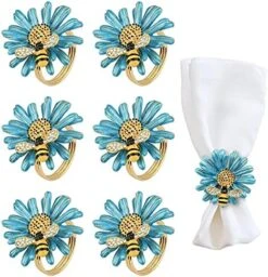 Daisy Sunflower Napkin Rings Set Of 6, Gold Bee Napkin Ring Holders For Formal Or Casual Dinning Table Decor -Generic Furniture Shop 51JWPKAVNwS. AC