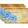 Disposable Hydrangea Paper Place Mats 50 Pack 11”x 17” Rectangle Summer Floral Hydrangeas Chargers Place Mat For Spring Bloom Blue Flower Vintage Postcard Table Mat Dinner Party Supplies Decor