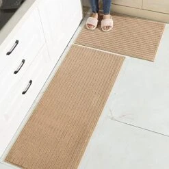 BEQHAUSE Kitchen Floor Mat Dark Grey Kitchen Rugs Non Slip Machine Washable Kitchen Mat Set Of 2 With TPR Backing 100% Polyester Soft And Absorbent Kitchen Mats For Floor 20x30inch/20x48inch -Generic Furniture Shop 51KI0gC525L. AC