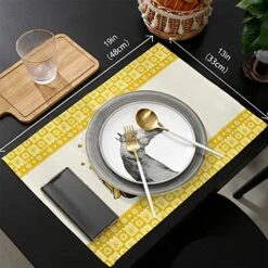 Washable Placemats For Dining Table Set Of 6,Sweet Honey Bee Yellow Truck Pull Honey Cute Flowers Border Non-Slip Heat Resistant Kitchen Table Mats Farmhouse Placemats -Generic Furniture Shop 51KOKvUmrAL