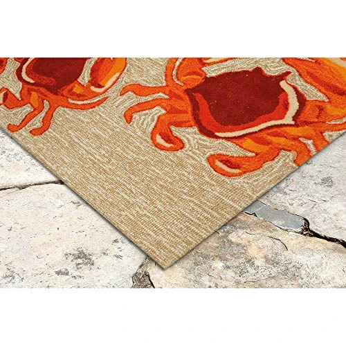 Liora Manne Frontporch Indoor Outdoor Rug - Novelty Design, Hand Hooked, Weather Resistant, UV Stabilized, Foyers, Porches, Patios & Decks, Crabs Natural, 1'8" X 2' 6" 1 Liora Manne Frontporch Indoor Outdoor Rug - Novelty Design, Hand Hooked, Weather Resistant, UV Stabilized, Foyers, Porches, Patios & Decks, Crabs Natural, 1'8" X 2' 6"