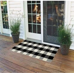 COZRAKON Buffalo Plaid Rugs Cotton Red And Black Check Rug 27.5 X 43 Inches, Hand-Woven Indoor Outdoor Area Rug For Welcome Door Mat, Front Porch, Kitchen, Entry Way, Living Room, Farmhouse -Generic Furniture Shop 51KbaFIN1SL. AC