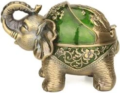 Elephant Decorative Ashtray With Lid For Cigarettes Metal Smoking Ash Tray Ashtrays For Smoker Windproof Cigarette Ashtrays For Outdoor Indoor Fancy Gift For Men Women Weed Smokers (Dark Green) -Generic Furniture Shop 51KeRuq6kbL. AC
