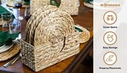 Woven Placemats For Dining Table - Set Of 6 Adorable Thick Rustic Round Kitchen Placemats With Decorative Tall Holder – All Natural Wicker Tablemats Hand-Braided From Water Hyacinth, 13.5 Inch -Generic Furniture Shop 51KoBFNFBTL