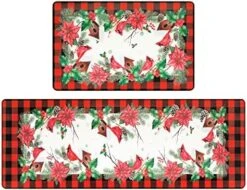 Pauwer Christmas Kitchen Rugs Set Of 2, Red Buffalo Plaid Poinsettia Flower Kitchen Floor Mat, Non Slip Anti Fatigue Kitchen Mats For Floor, Cushioned Kitchen Rug Set Christmas Decorations For Home -Generic Furniture Shop 51KtrYPQtL. AC