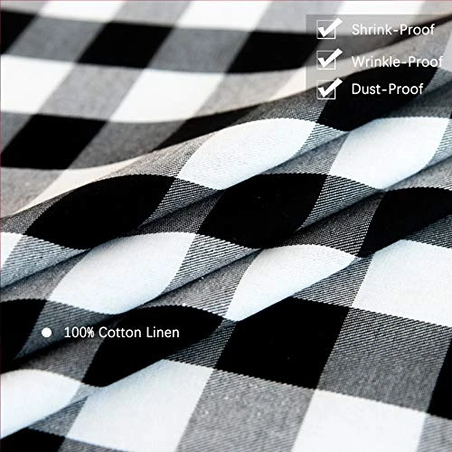 Uffalo Plaid Round Tablecloth Checkered Cotton Linen Table Cover For Kitchen Dining Room Home Decor ( Round - 48 Inch, White & Black ) 2 Uffalo Plaid Round Tablecloth Checkered Cotton Linen Table Cover For Kitchen Dining Room Home Decor ( Round - 48 Inch, White & Black ) - Image 2