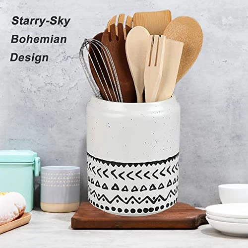 Kopmath Ceramic Utensil Holder For Countertop, Large Utensil Crock, Thick & Sturdy, Dishwasher Safe, Cute Starry-Sky Bohemian, Closure Mouth, Easy To Hold, Cooking Utensils Holder For Kitchen Décor 2 Kopmath Ceramic Utensil Holder For Countertop, Large Utensil Crock, Thick & Sturdy, Dishwasher Safe, Cute Starry-Sky Bohemian, Closure Mouth, Easy To Hold, Cooking Utensils Holder For Kitchen Décor - Image 2