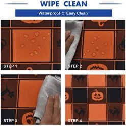 Halloween Tablecloth, Plaid Checkered Table Cloth With Cat And Pumpkin, Orange And Black Tablecloths, Machine Washable Tablecloth Rectangle For Dinner Party Decoration, 60 X 84 Inch -Generic Furniture Shop 51L4MULwkhL