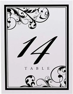 Scribble Vintage Swirl Wedding Table Numbers (Select Color/Quantity), White, Black, 1-20, Double Sided, Tent Or Use In A Stand, Great For Parties & Restaurants -Generic Furniture Shop 51LKhbjf8LL