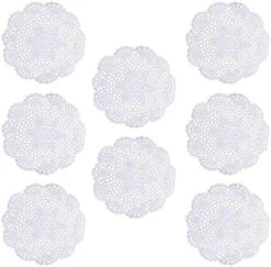 8 Inch Doilies Crochet Round Lace Doily Handmade Placemats 100% Cotton Floral Crocheted Coasters, Flower Design, Pack Of 8 (White) -Generic Furniture Shop 51LNnnBAOnL. AC