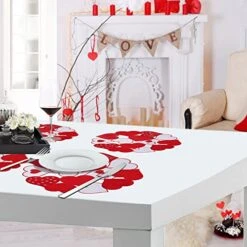Embroidered Placemats Set Of 6, 15" Round Placemats, Marriage Proposals, Red Heart Table Placemats Indoor Outdoor Love Holiday Dining Party Decor 13 Embroidered Placemats Set Of 6, 15" Round Placemats, Marriage Proposals, Red Heart Table Placemats Indoor Outdoor Love Holiday Dining Party Decor -Generic Furniture Shop 51MEmjttjYL