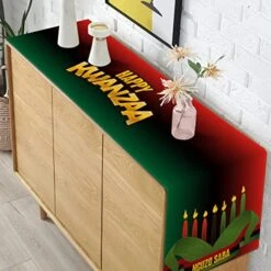 Happy Kwanzaa Table Runner Candle Kinara African American Heritage Holiday Tablecloth Kitchen Dining Room Home Decoration 13x72'' -Generic Furniture Shop 51MGXWXPgrL