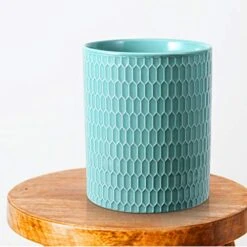Kitchen Utensil Holder, Ceramic Utensil Crock Large Utensil Holder For Countertop, Relief Design Cooking Utensil Organizer For Kitchen Wedding/Birthday/Housewarming Gift, Turquoise Color -Generic Furniture Shop 51MPCgxxNIL