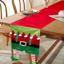 90 Inch Christmas Elf Table Runner For Indoor/Outdoor Xmas Dining Decoration, Soft Santa Elves Dinner Tablecloth Cover Décor For Themed Holiday Home Kitchen Dinner Party -Generic Furniture Shop 51MlNMYD8YL. AC