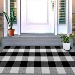 VUDECO Black And Red Checkered Rug 23.5” X 52” Large Buffalo Plaid Rug Outdoor Front Porch Rug Door Mat Decor Kitchen Rug Farmhouse Style Christmas Door Mat Checkered Runner Rug -Generic Furniture Shop 51Mv9aWOIrS. AC