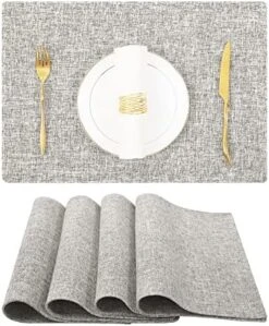 Cotton Linen Placemats For Dining Table Set Of 6, Heat Resistant Washable Table Mats, Easy To Clean Place Mats, 13" X 19", Blue -Generic Furniture Shop 51N ijhWwGL. AC